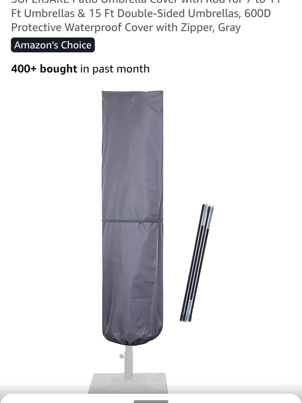 Gray Patio Umbrella Cover – Weatherproof Storage Protector